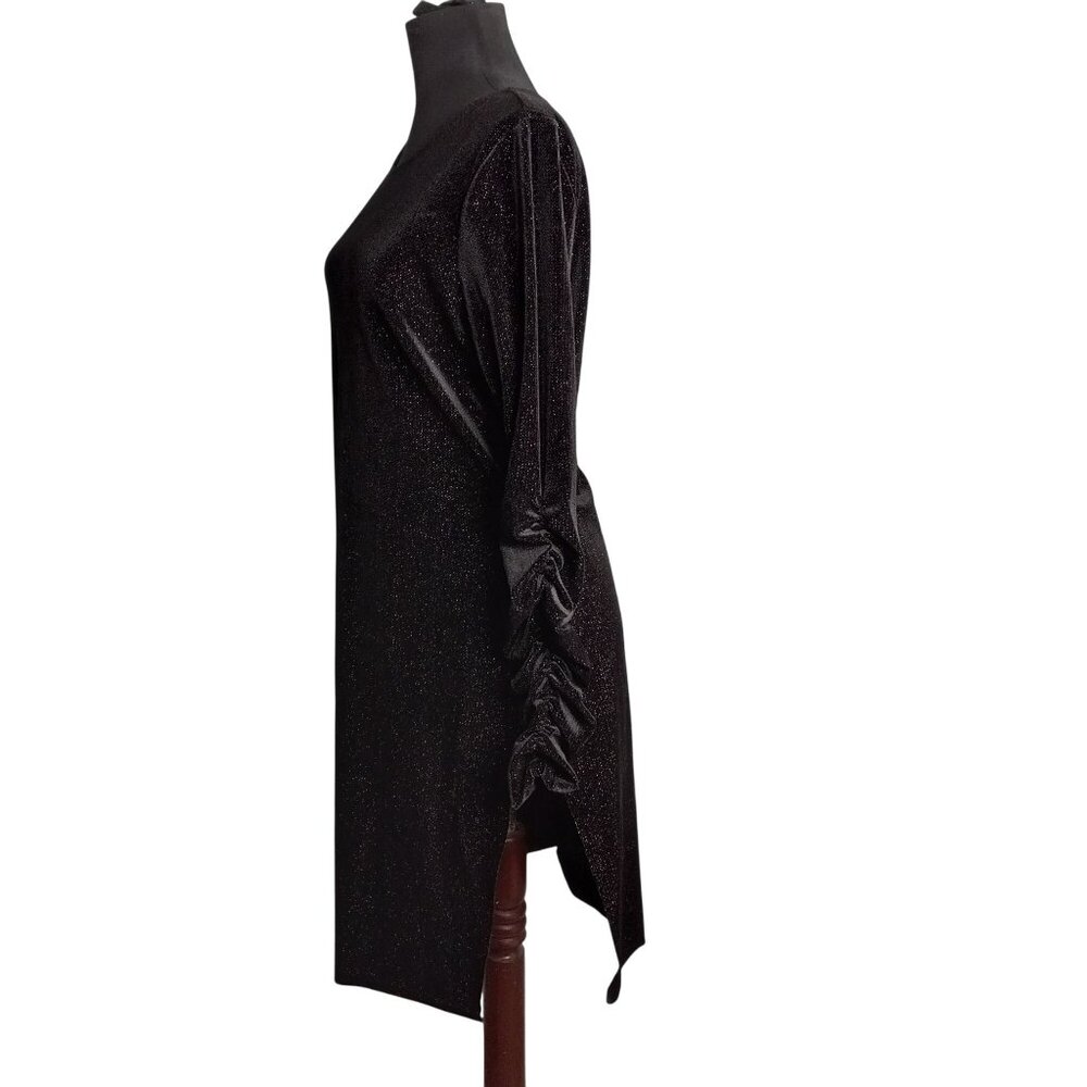 Vince Camuto Size M Dress Black Sparkle Velvet Long Sleeve Shimmer Metallic - Picture 2 of 8
